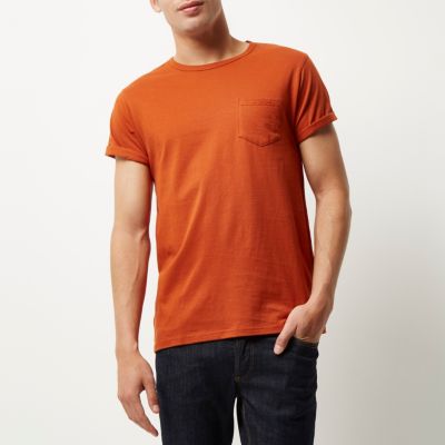 Dark orange crew neck t-shirt